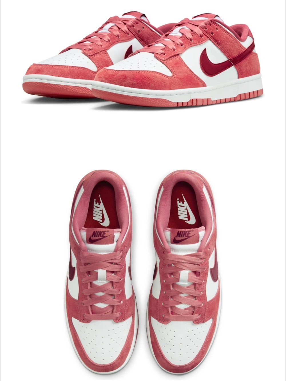Nike valentine Dunk Low Rose Pink and White Sneakers